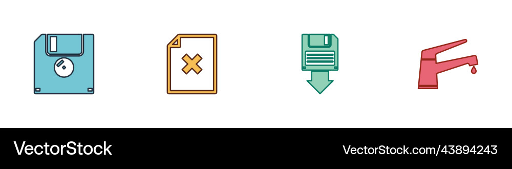 Set floppy disk delete file document backup Set floppy disk delete file document backup Vector Image