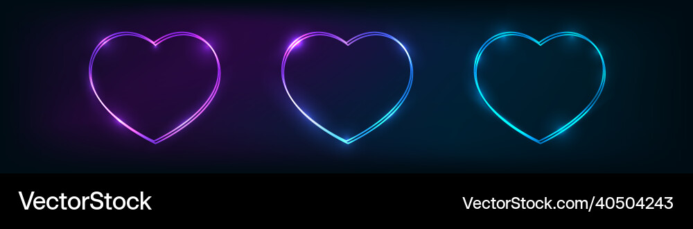 Set of neon double frames with shining effects Set of neon double frames with shining effects vector image