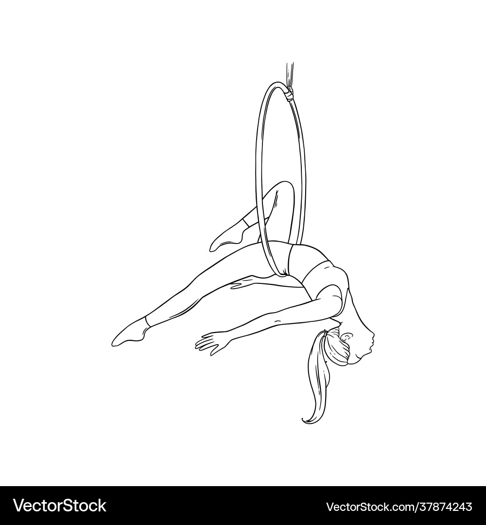 Sportive woman performing aerial dance in hoop Sportive woman performing aerial dance in hoop vector image