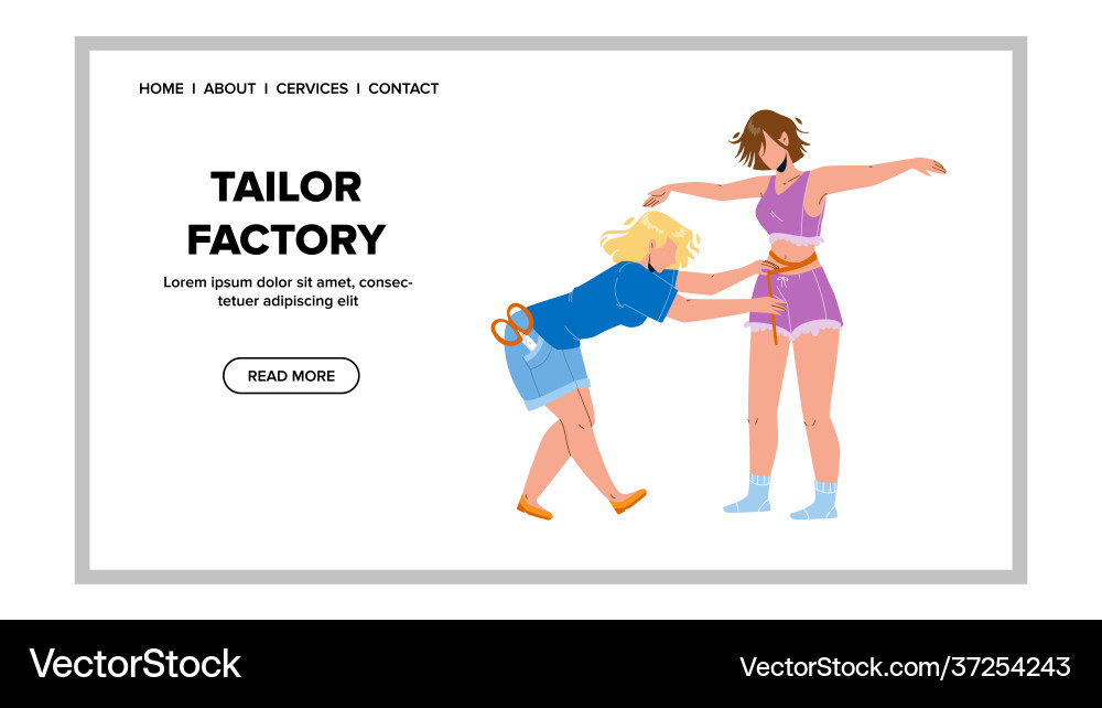 Tailor factory worker measuring model sizes Tailor factory worker measuring model sizes Vector Image
