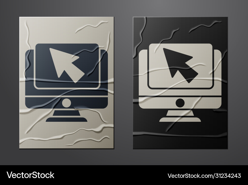 White computer monitor and cursor icon isolated White computer monitor and cursor icon isolated vector image