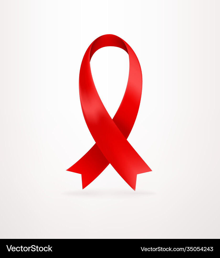 World aids awareness sign red silk ribbon vector image