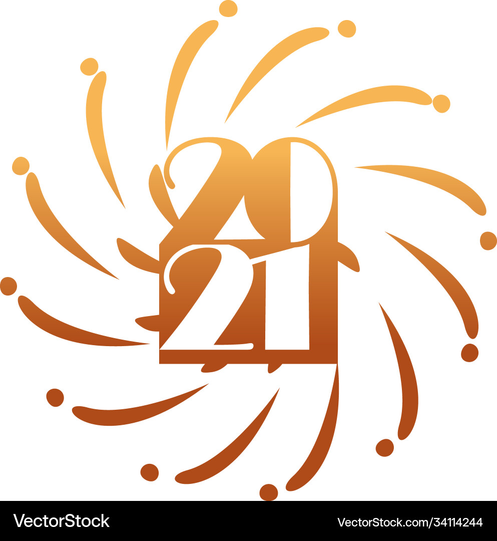 2021 with lines gold gradient style icon Vector Image