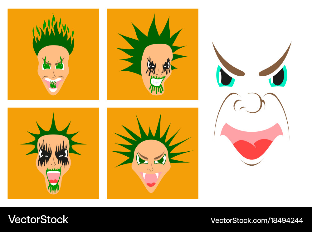Assembly of flat icons on theme evil faces Vector Image