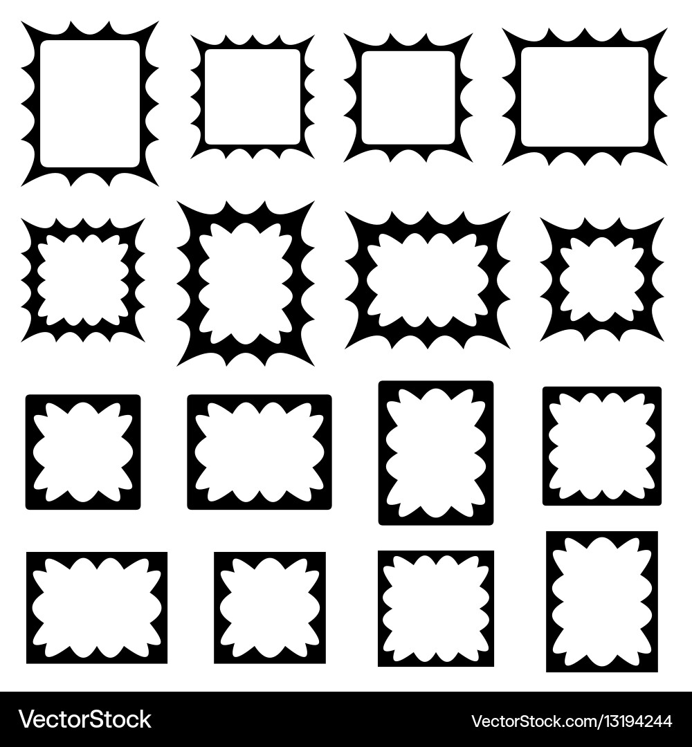 Black abstract shape frame design set vector image