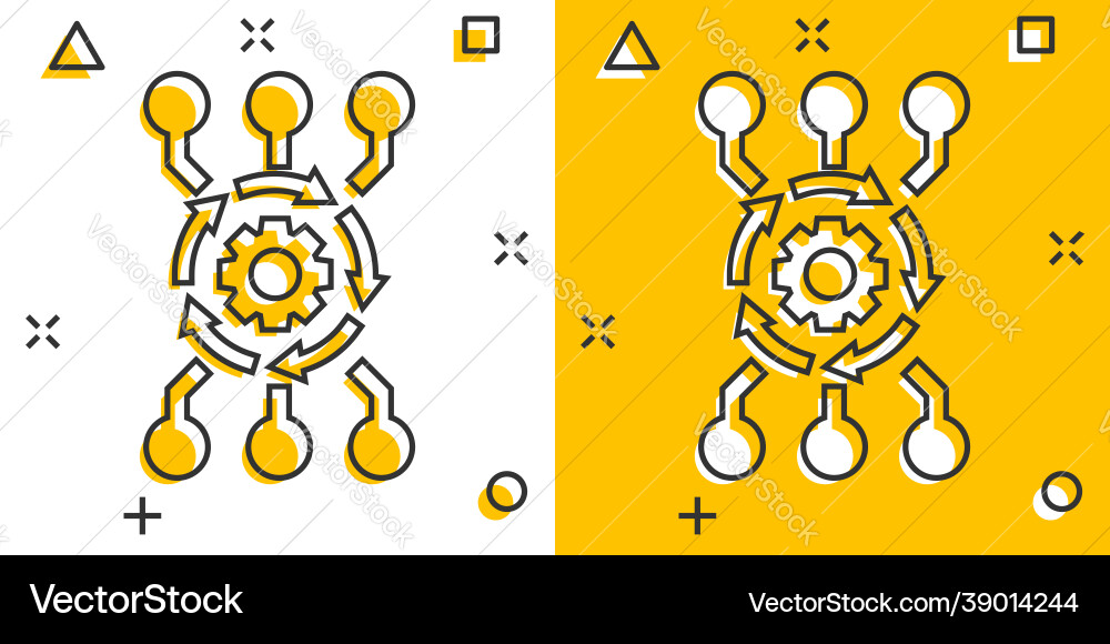 Cartoon algorithm api software icon in comic Cartoon algorithm api software icon in comic vector image