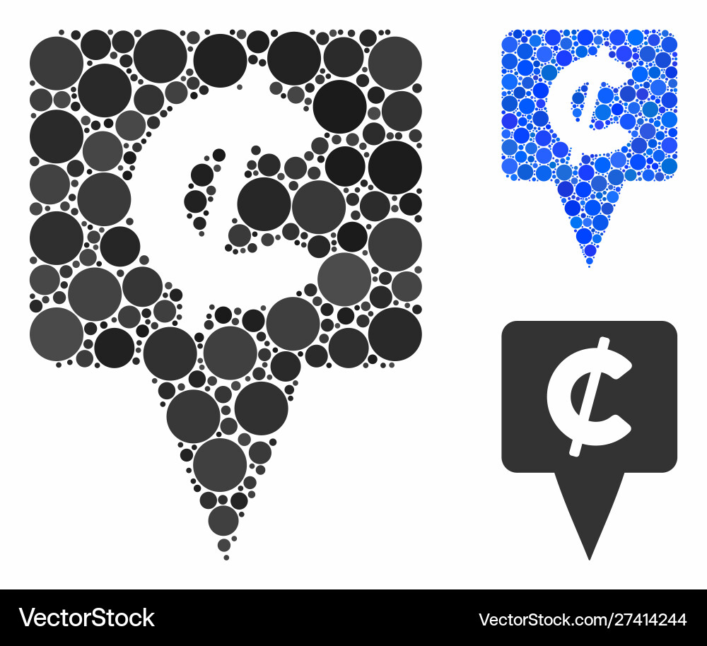 Cent map pointer mosaic icon round dots Cent map pointer mosaic icon round dots vector image