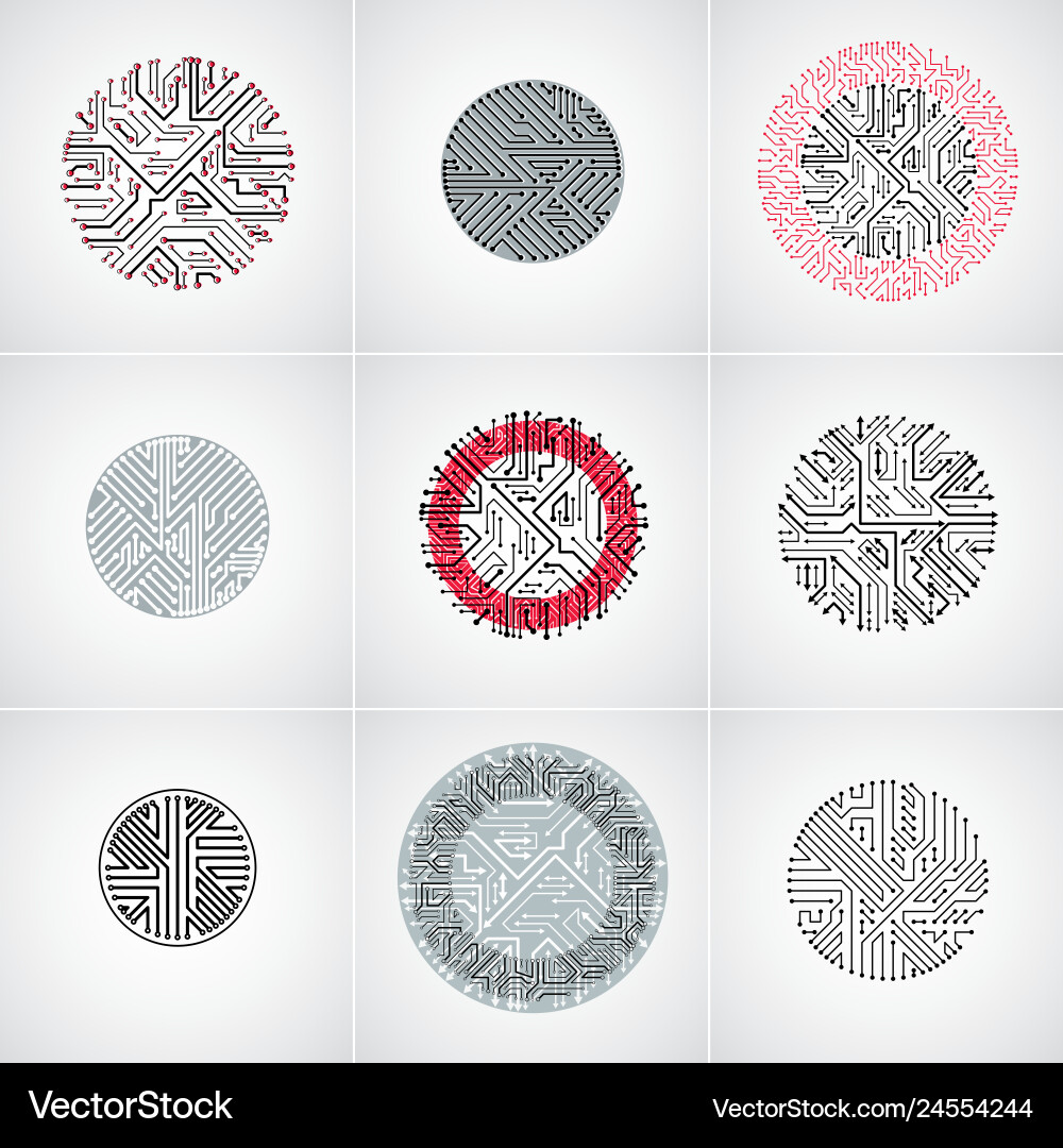 Collection of microchip designs cpu information Collection of microchip designs cpu information vector image