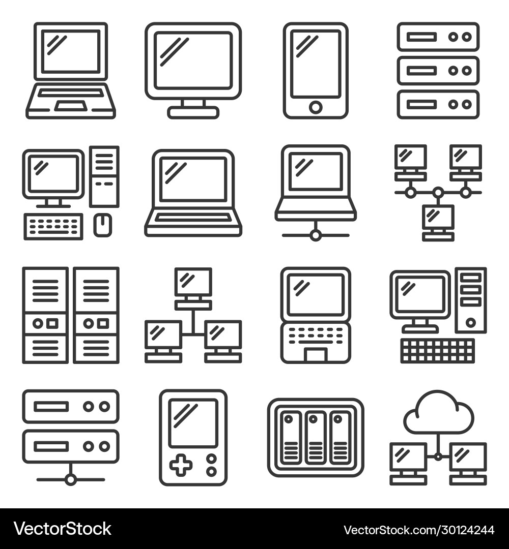 Computer Hardware Icons - Digital Devices Vector Image