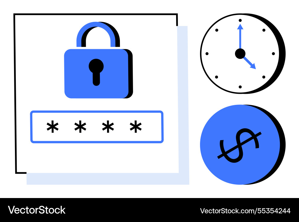 Data security and time efficiency lock password Data security and time efficiency lock password vector image