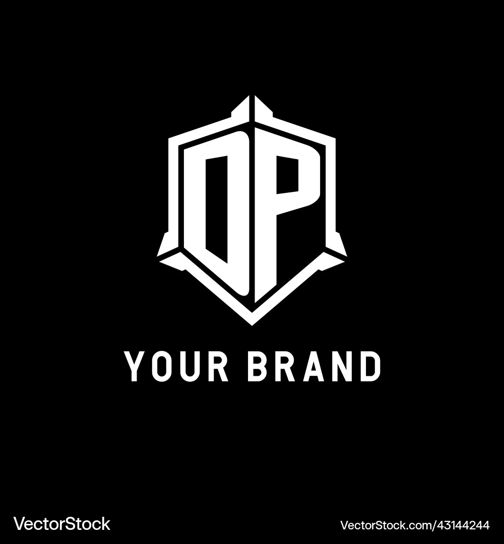 Dp logo initial with shield shape design style Dp logo initial with shield shape design style Vector Image