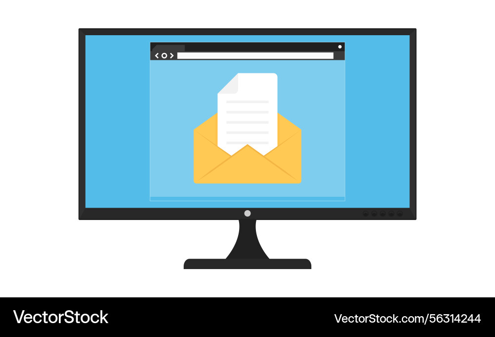 Email notification on computer screen Email notification on computer screen vector image