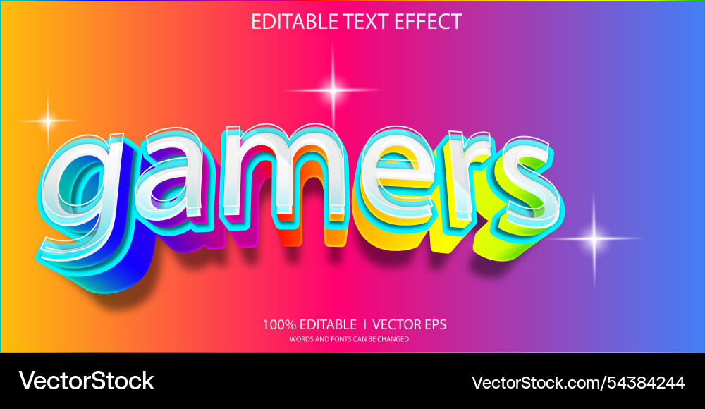Gamers 3d text effect with modern style design Gamers 3d text effect with modern style design vector image