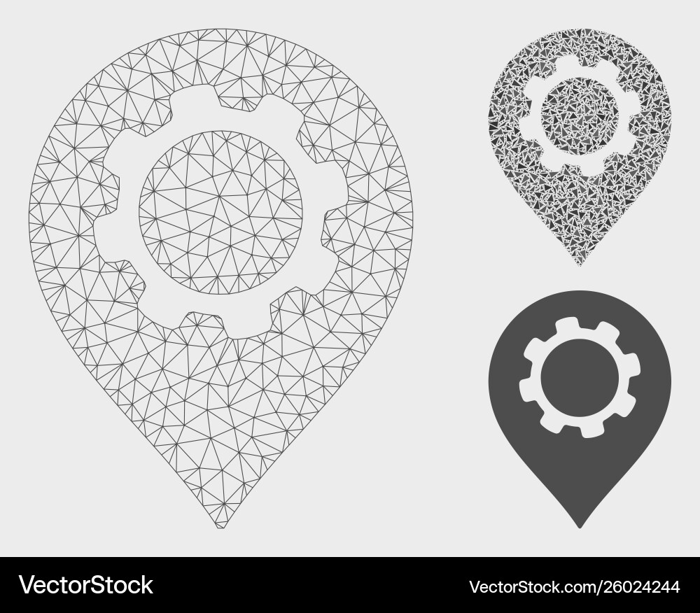Gear marker mesh network model and triangle Vector Image