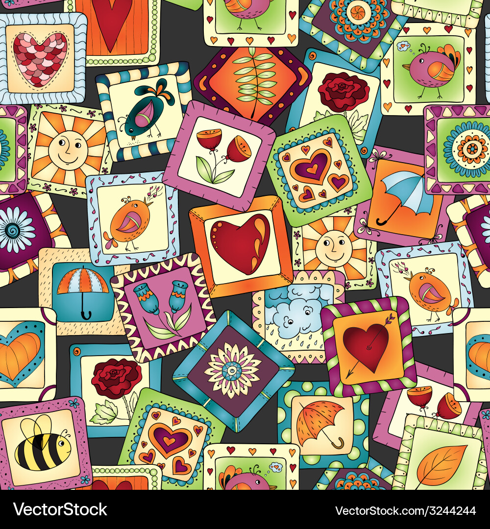 Geometric seamless patchwork style pattern vector image
