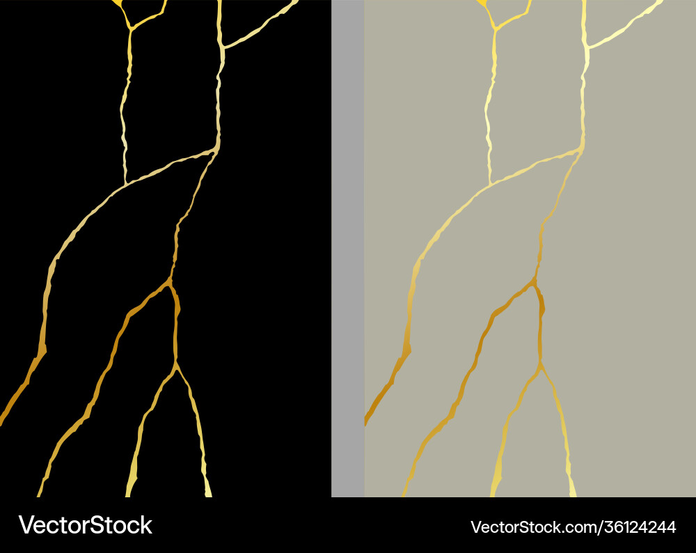 Gold kintsugi texture broken ceramic Gold kintsugi texture broken ceramic vector image