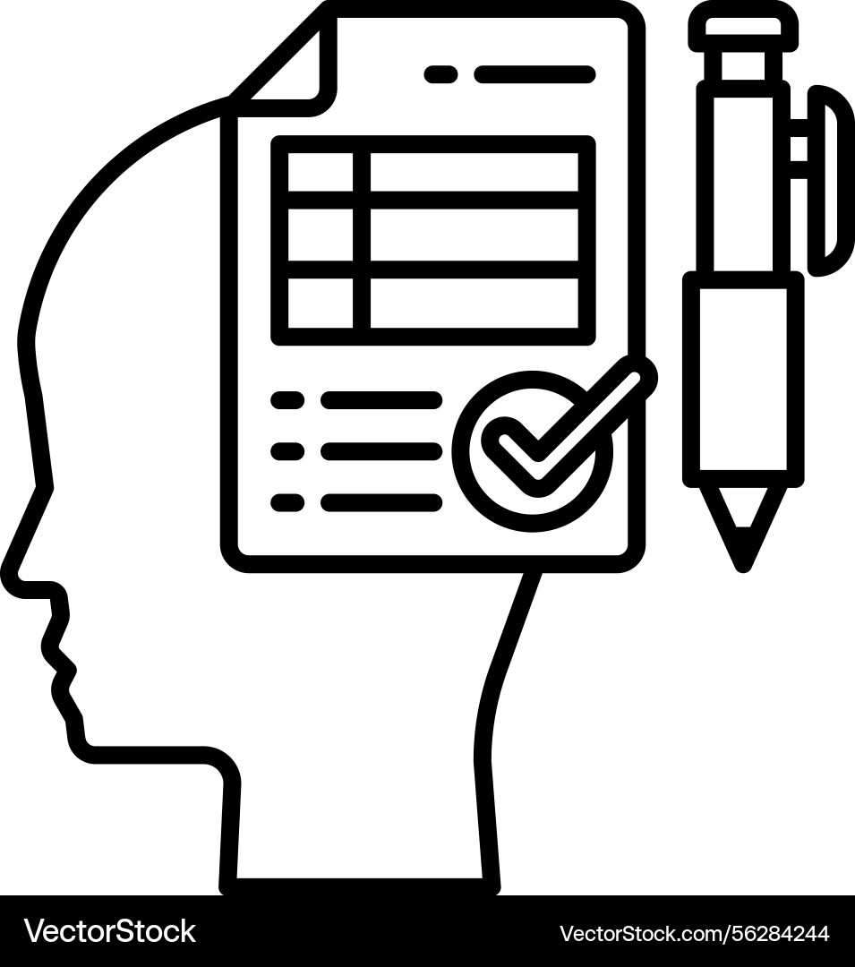 Head with Checkmark - Task Completion Vector Image