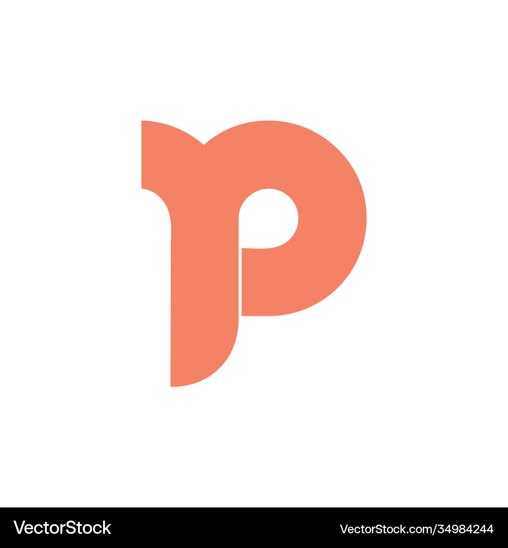 Letter p linked loop circle geometric logo Vector Image