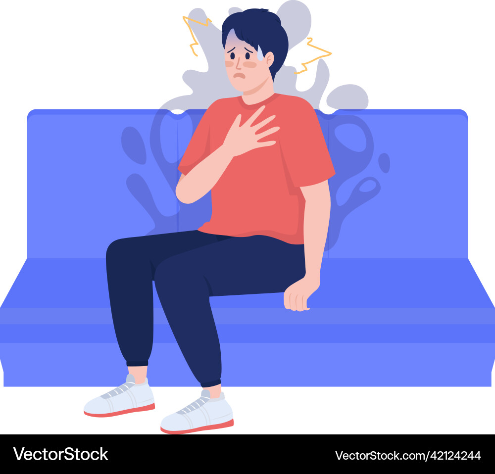 Man having panic attack semi flat color character Vector Image