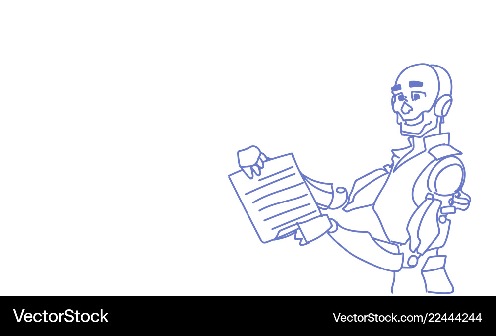 Modern robot hold checklist paper document helper Modern robot hold checklist paper document helper vector image