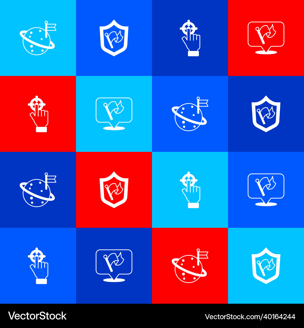 Set moon with flag shield target and icon Set moon with flag shield target and icon vector image