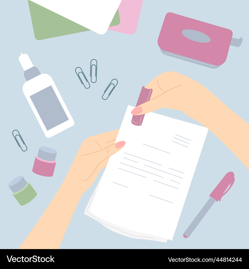 Stationery flat concept Royalty Free Vector Image