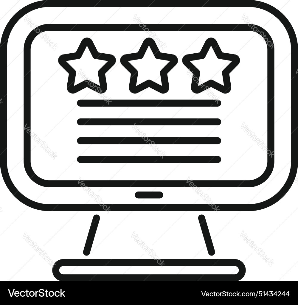 Threestar rating display on computer screen icon Threestar rating display on computer screen icon vector image