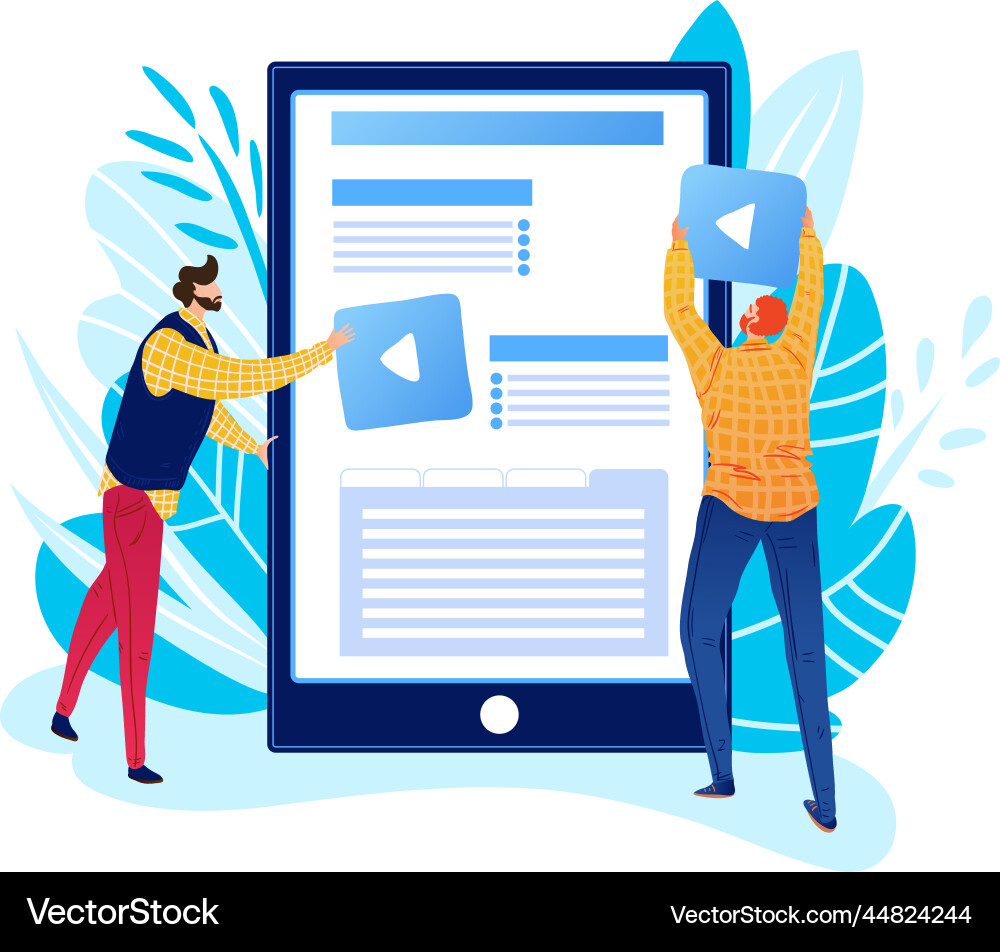 Tiny character male design web application Tiny character male design web application vector image