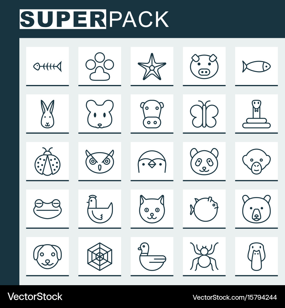 Zoology icons set collection of bunny serpent Vector Image