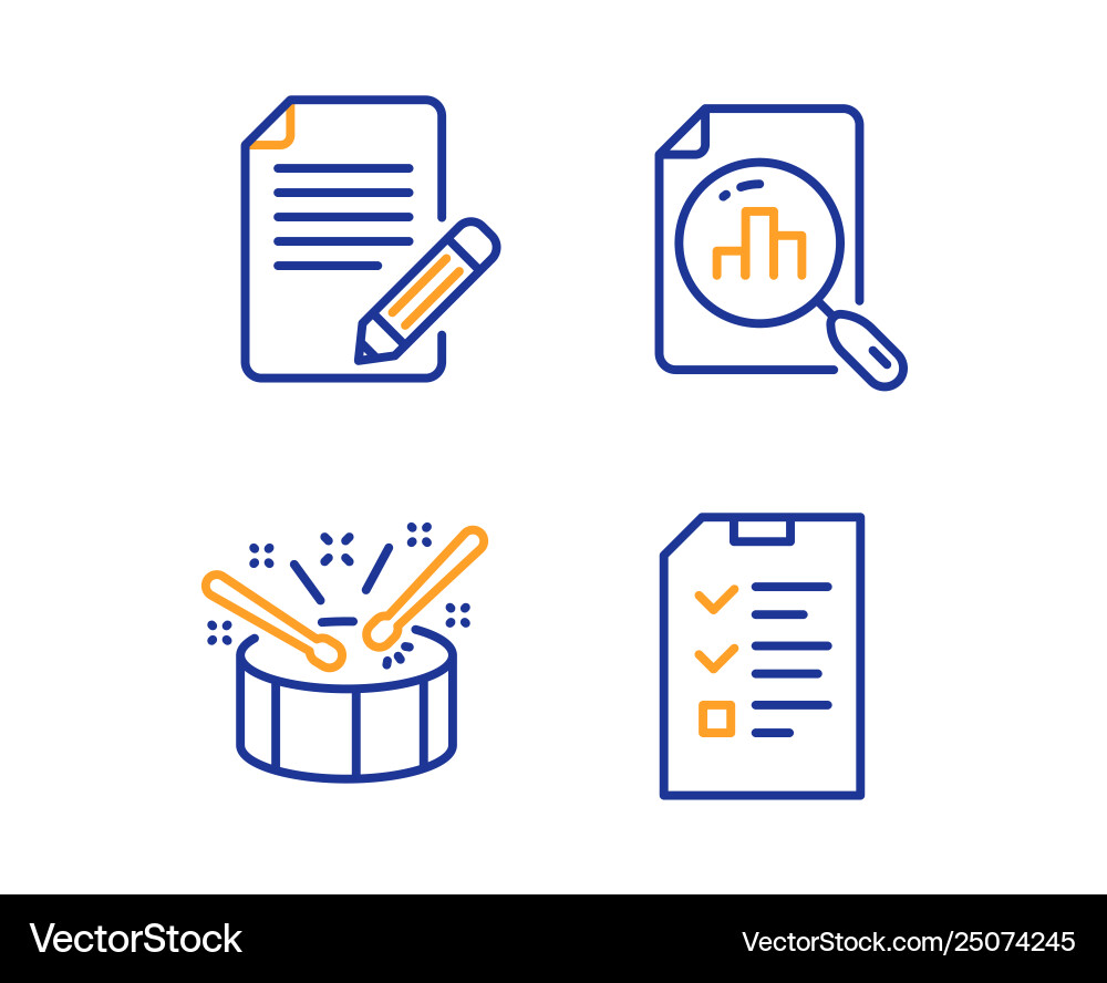 Article analytics graph and drums icons set Article analytics graph and drums icons set vector image