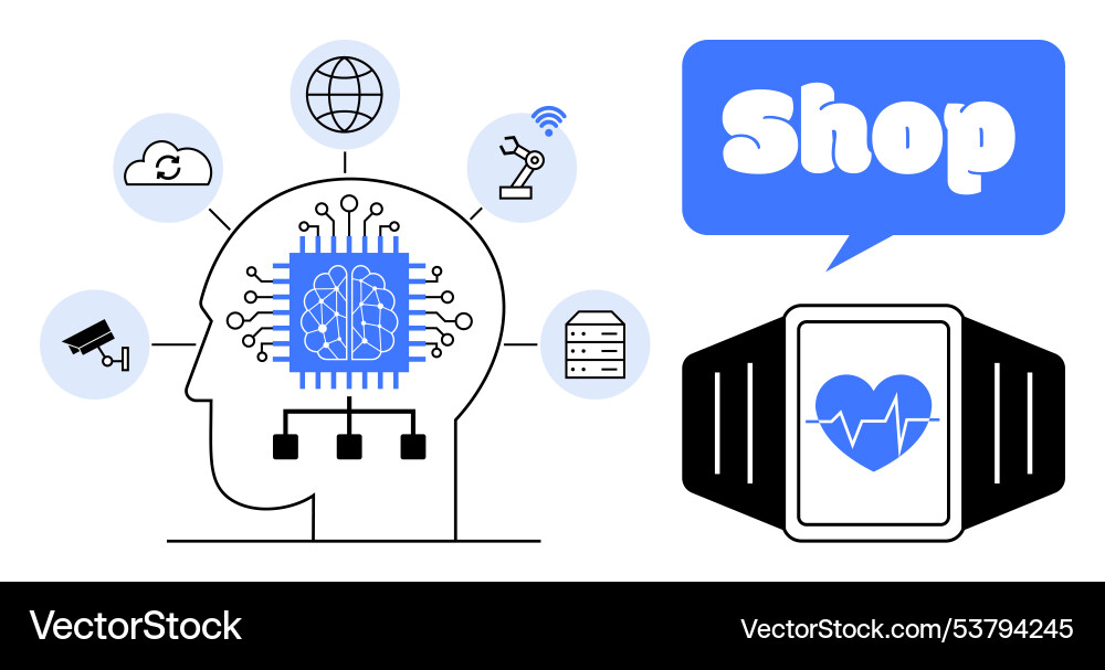 Artificial intelligence concepts with technology Artificial intelligence concepts with technology vector image