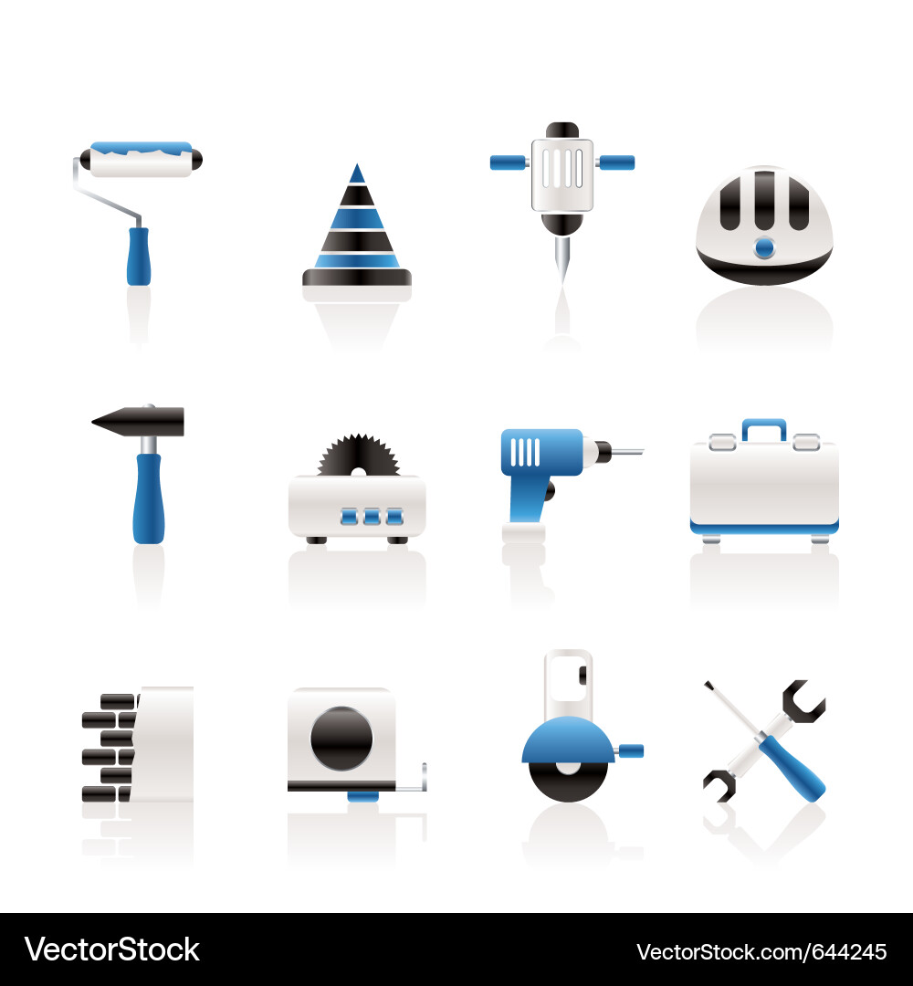 Building and construction tools icons Vector Image
