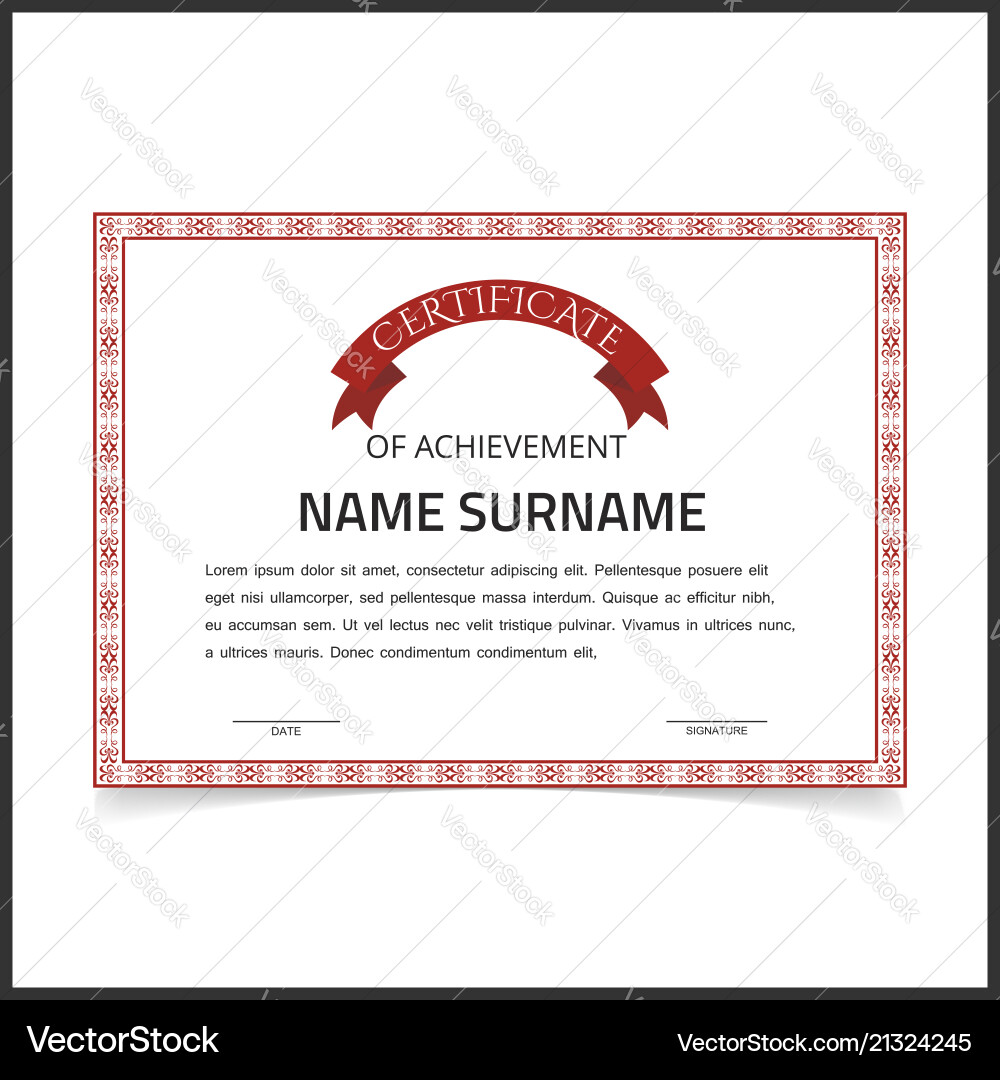 Certificate template with red design borders Certificate template with red design borders vector image