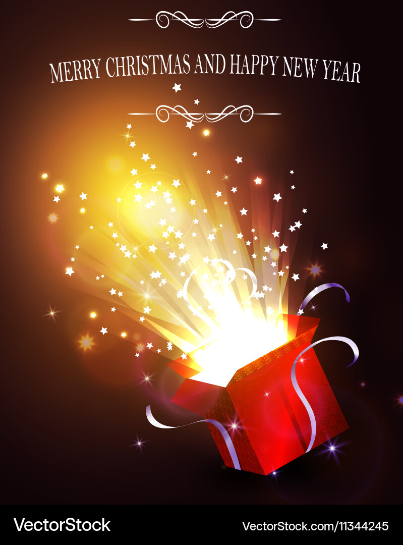 Christmas background with open red box vector image