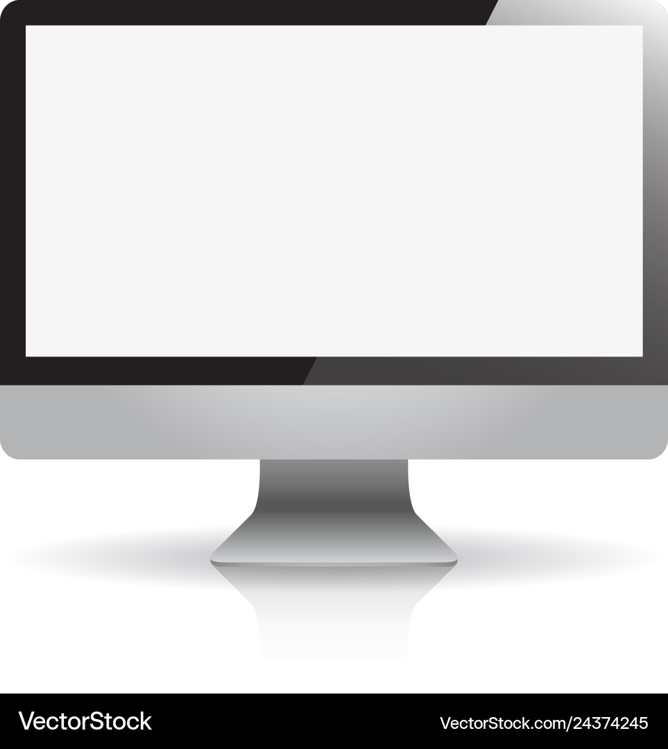 Computer display with empty white screen front vector image