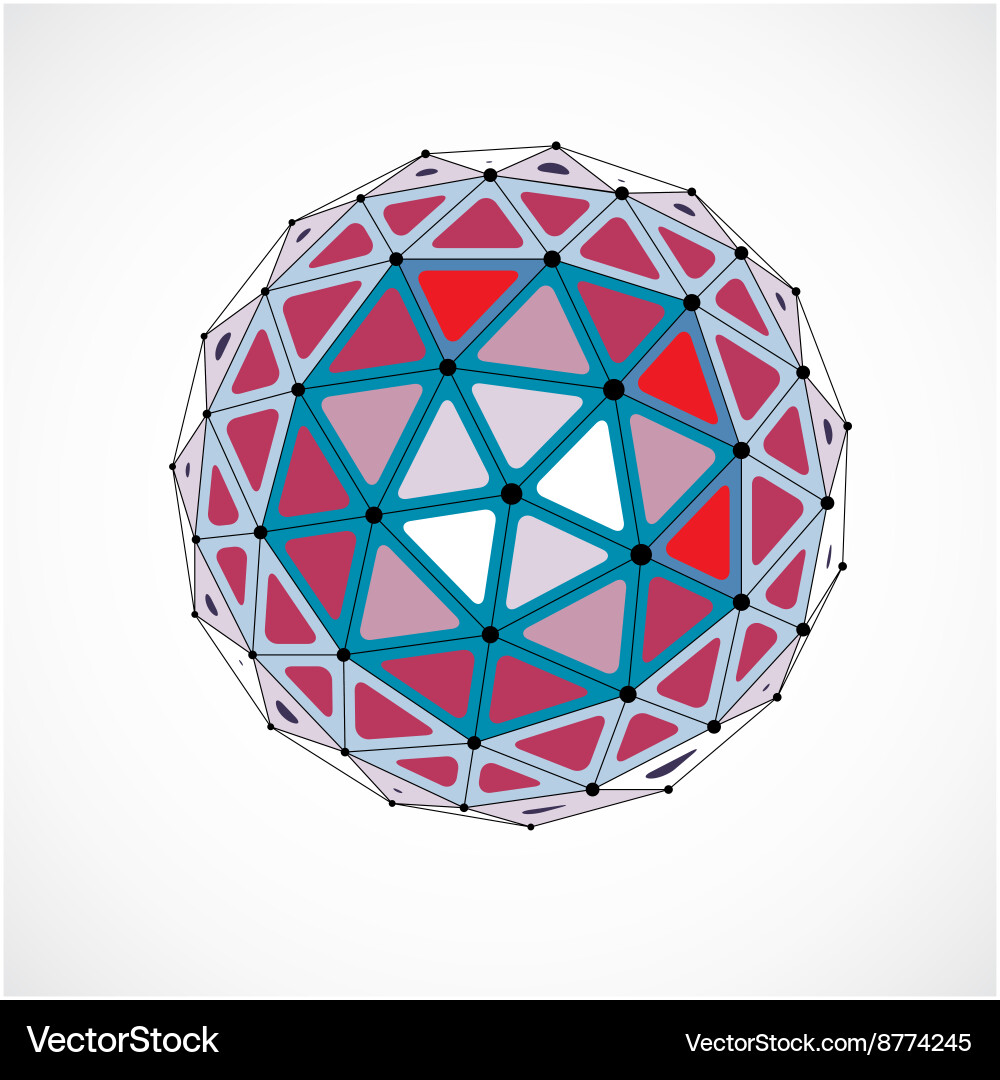 Dimensional wireframe low poly object colorful Vector Image