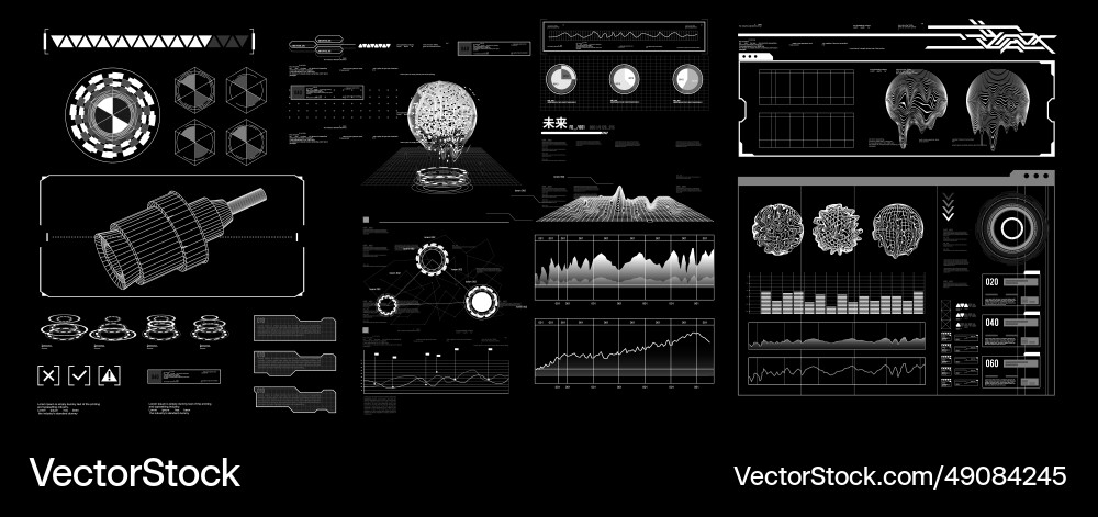 Futuristic shape element hud gui science Futuristic shape element hud gui science vector image