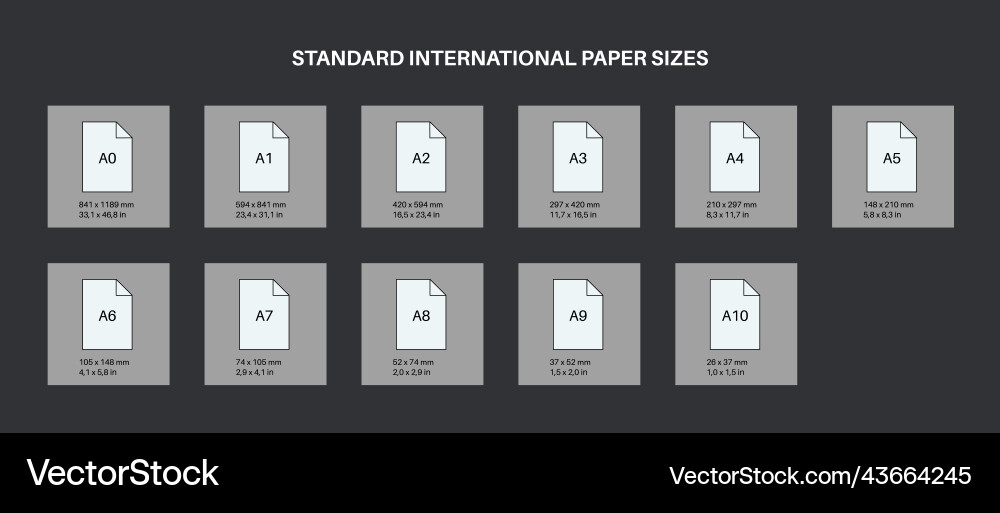 International Paper Size Icons Royalty Free Vector Image