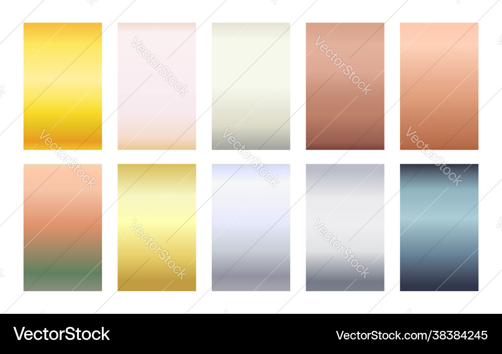 Metallic color palette gradient background set Metallic color palette gradient background set vector image