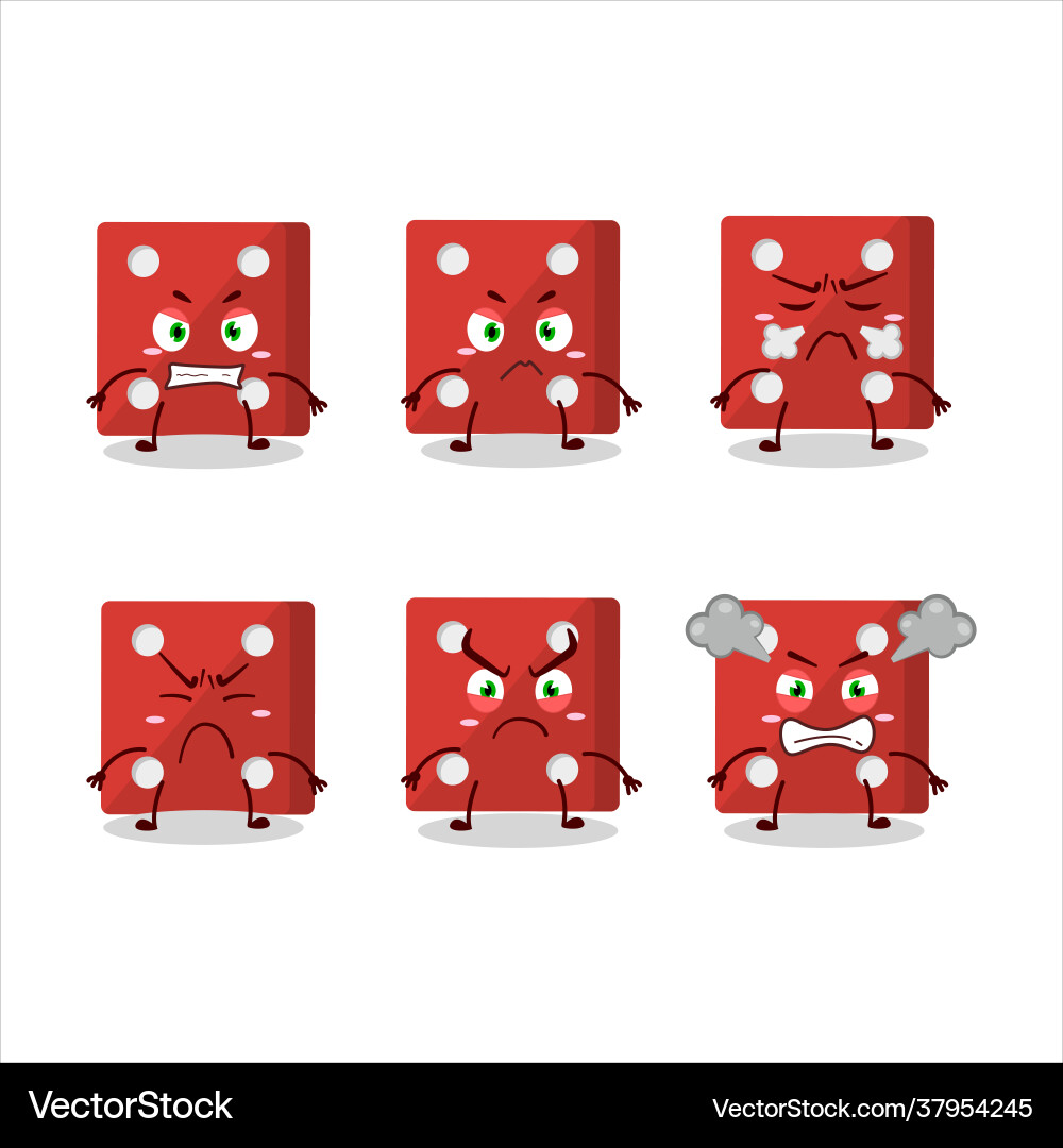 Red dice character with various angry expressions Vector Image