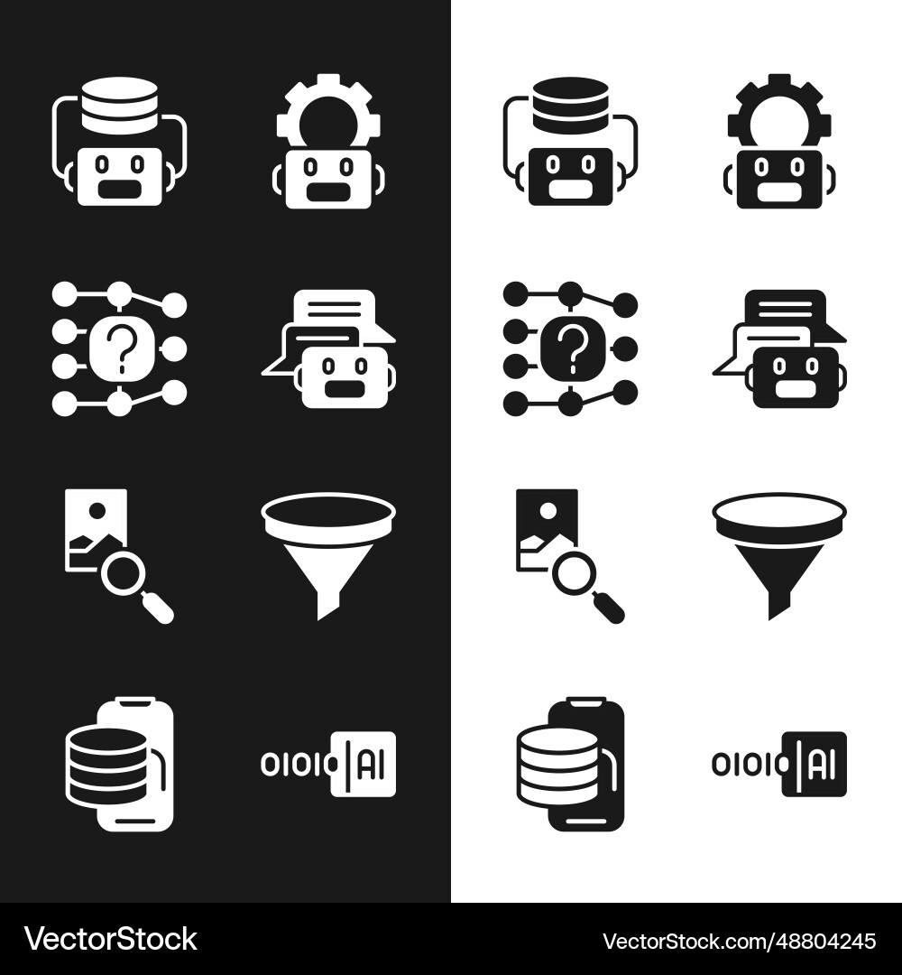 Set chat bot neural network artificial Set chat bot neural network artificial vector image