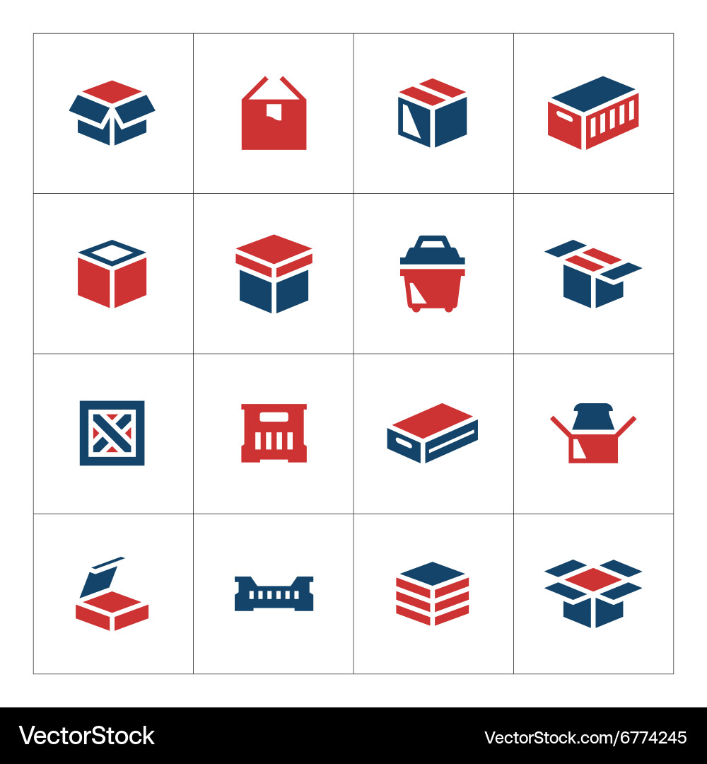 Set color icons of box vector image