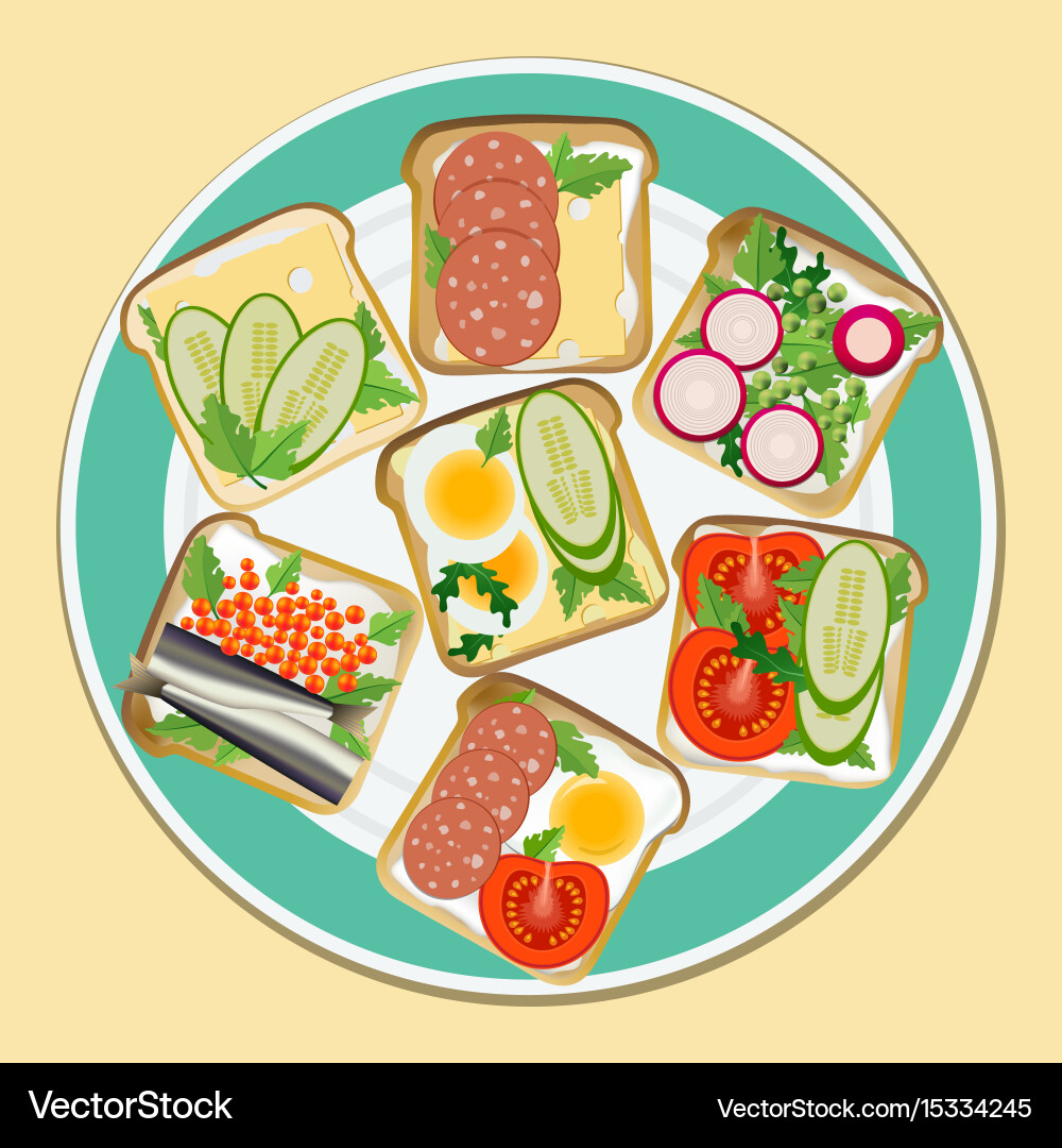 Set different toast vector image