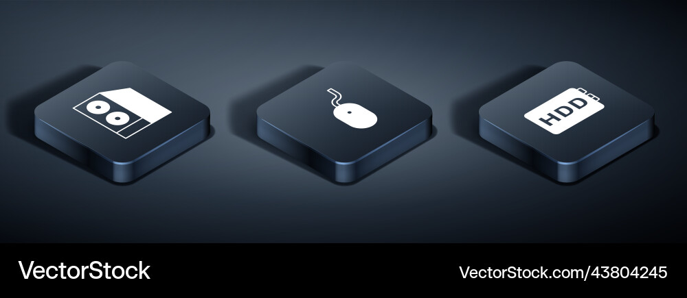 Set isometric case of computer hard disk drive Set isometric case of computer hard disk drive vector image