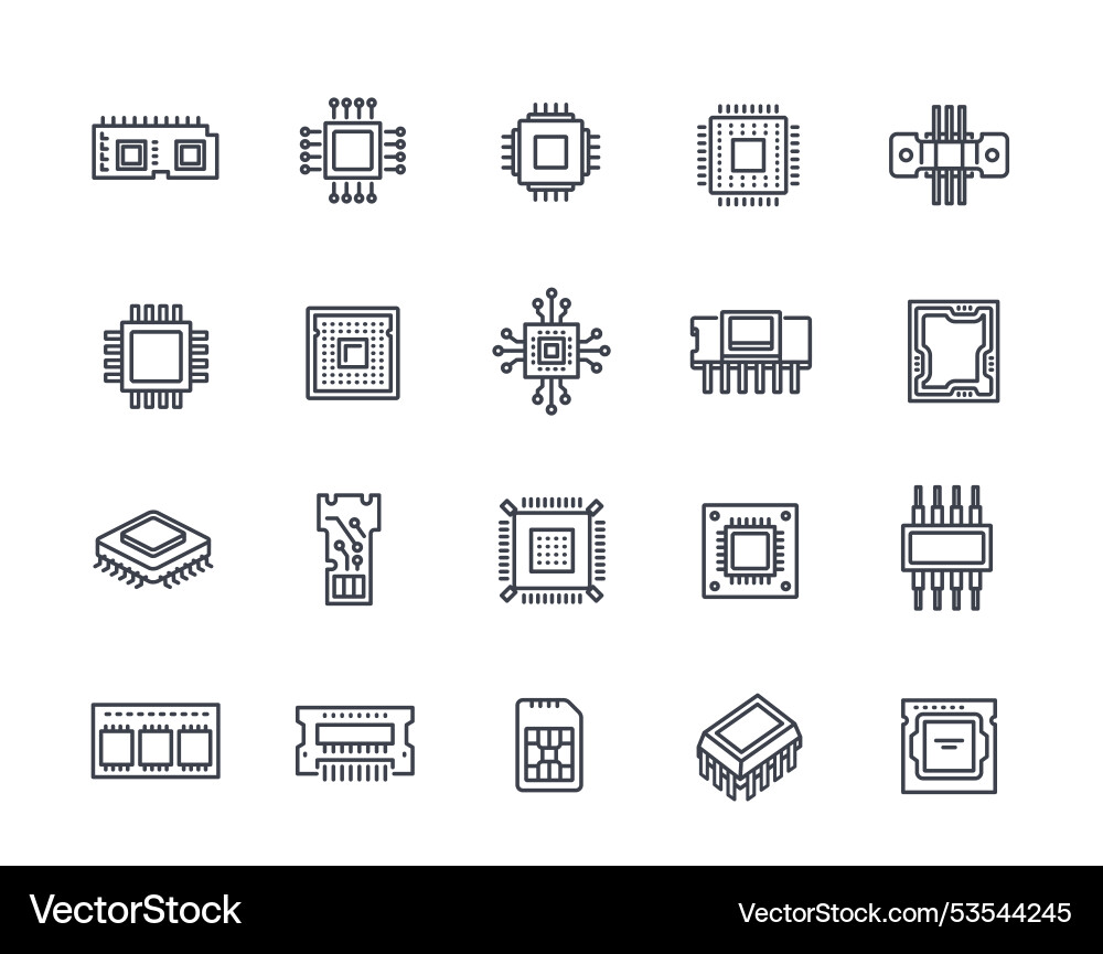 Set of electronics related line icons simple Set of electronics related line icons simple vector image