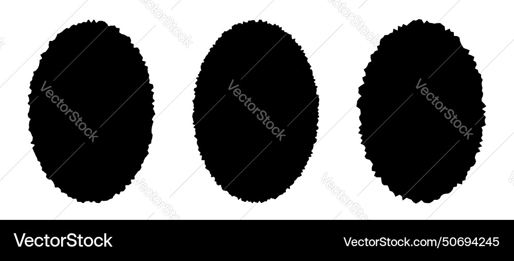 Set of oval paper shapes with jagged edges empty Set of oval paper shapes with jagged edges empty vector image