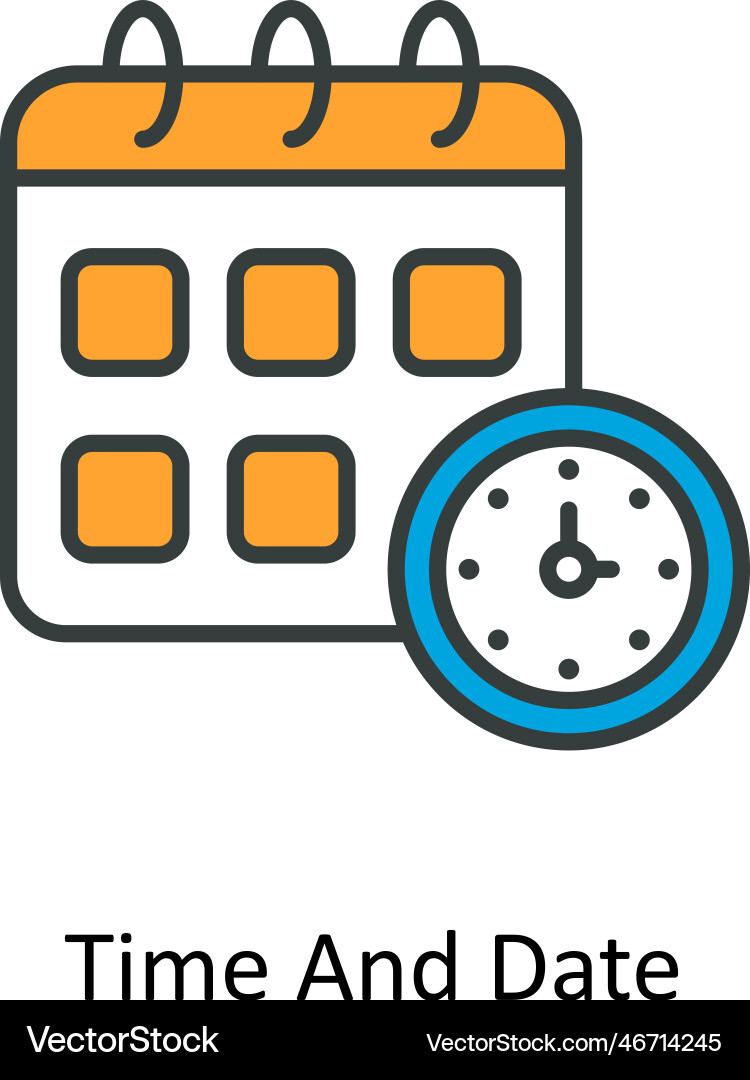 Time and date fill outline icons simple st vector image