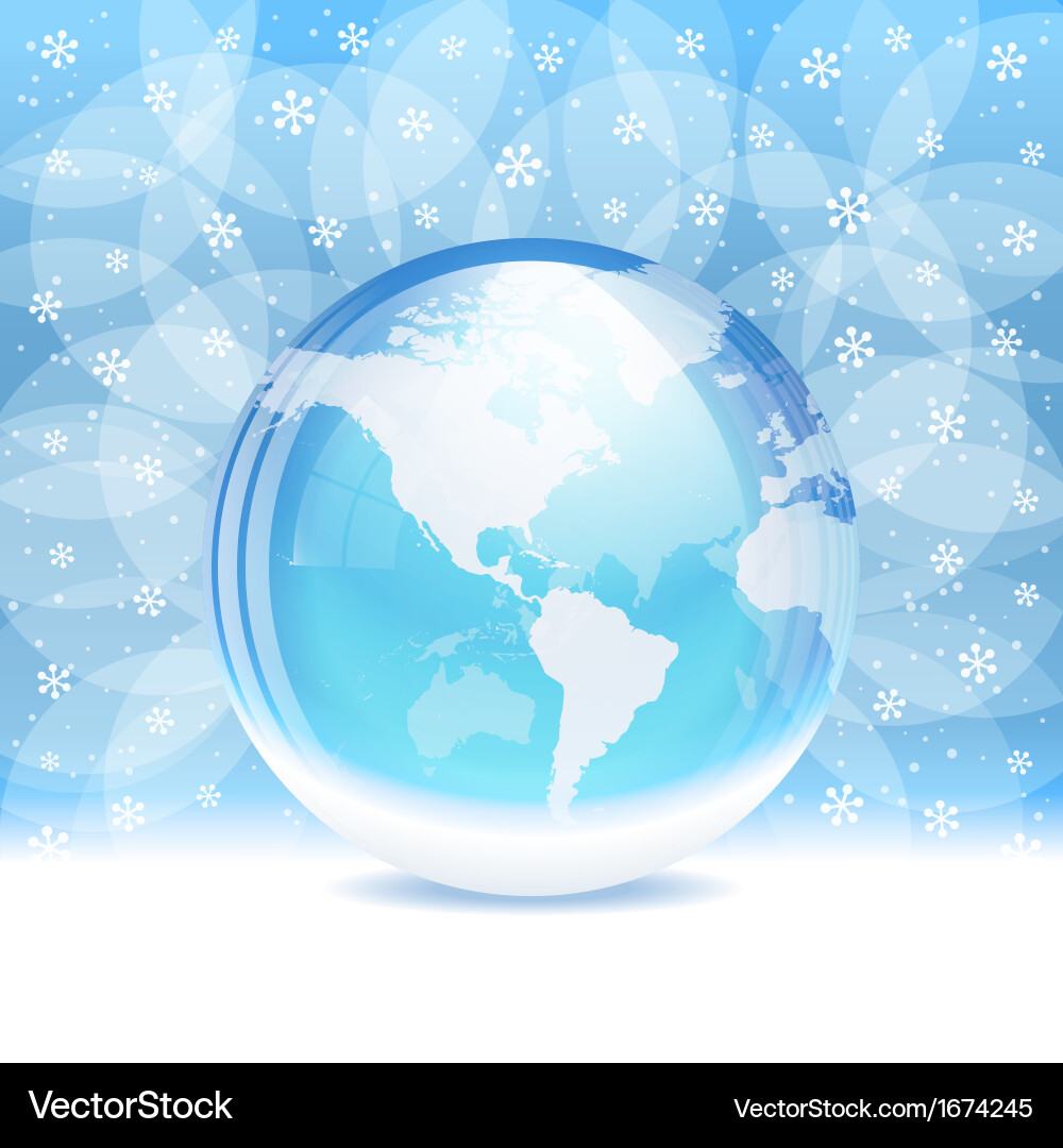 Transparent snow globe with map vector image