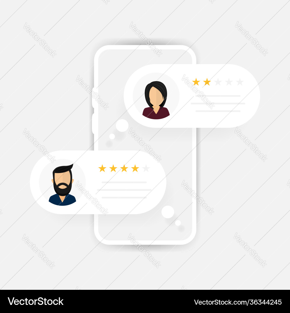 Two window message users with rating from Two window message users with rating from Vector Image