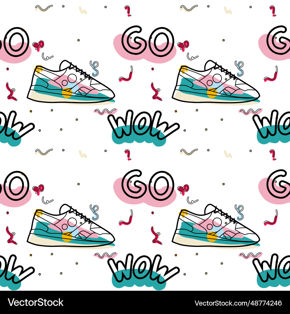 Abstract seamless pattern in 90s style Vector Image